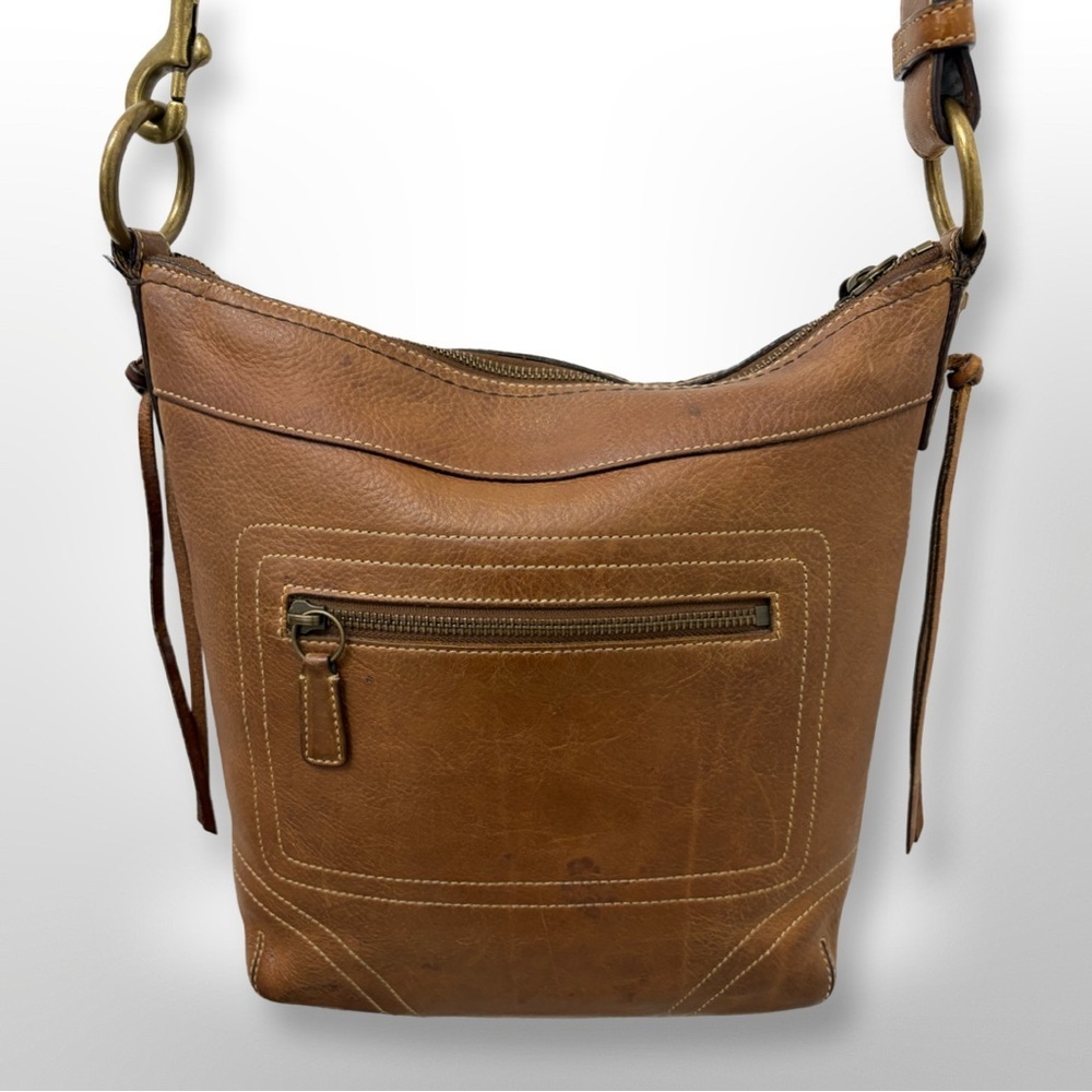 Coach 1941 Chelsea Brown Laced Leather Crossbody Shoulder Bag Brass Hardware - Picture 4 of 13